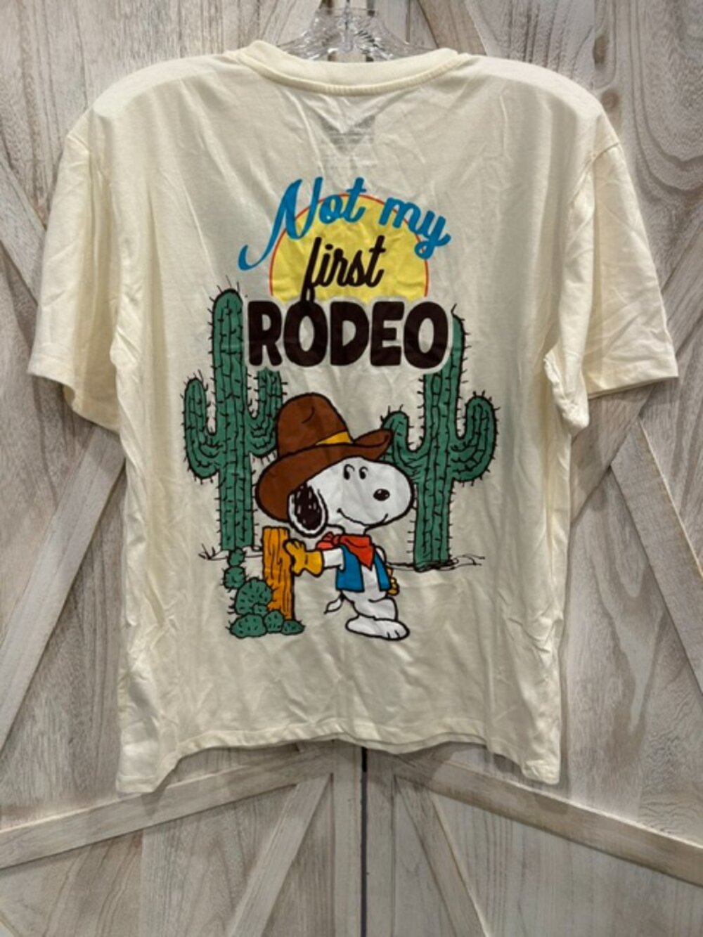 Snoopy Not My First Rodeo Peanuts Western Graphic Tee Women's Large